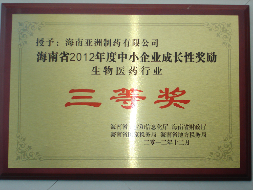 12年成長性企業(yè)三等獎(jiǎng)